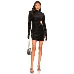 AFRM Women Lorin Cut Out Ruched Turtleneck Bodycon Mini Cocktail Dress Medium